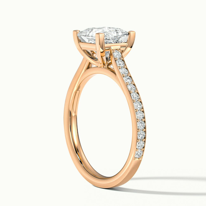 Ava 1.5 Carat Princess Cut Solitaire Pave Moissanite Engagement Ring in 14k Rose Gold
