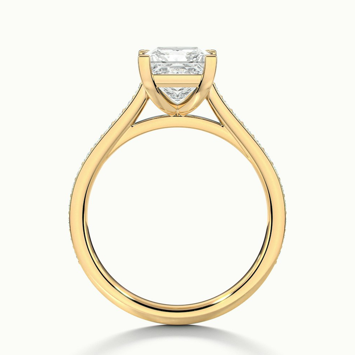 Ava 3.5 Carat Princess Cut Solitaire Pave Moissanite Engagement Ring in 10k Yellow Gold