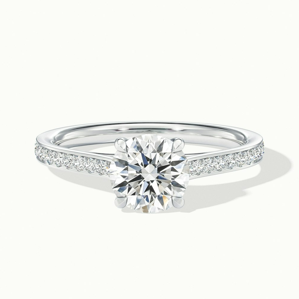 Kate 4.5 Carat Round Solitaire Pave Moissanite Engagement Ring in 14k White Gold