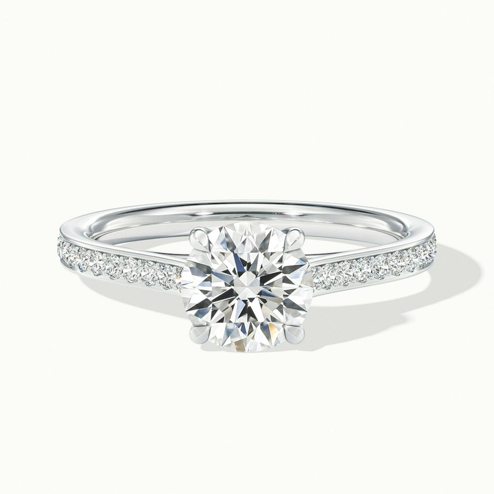 Kate 4.5 Carat Round Solitaire Pave Moissanite Engagement Ring in 14k White Gold