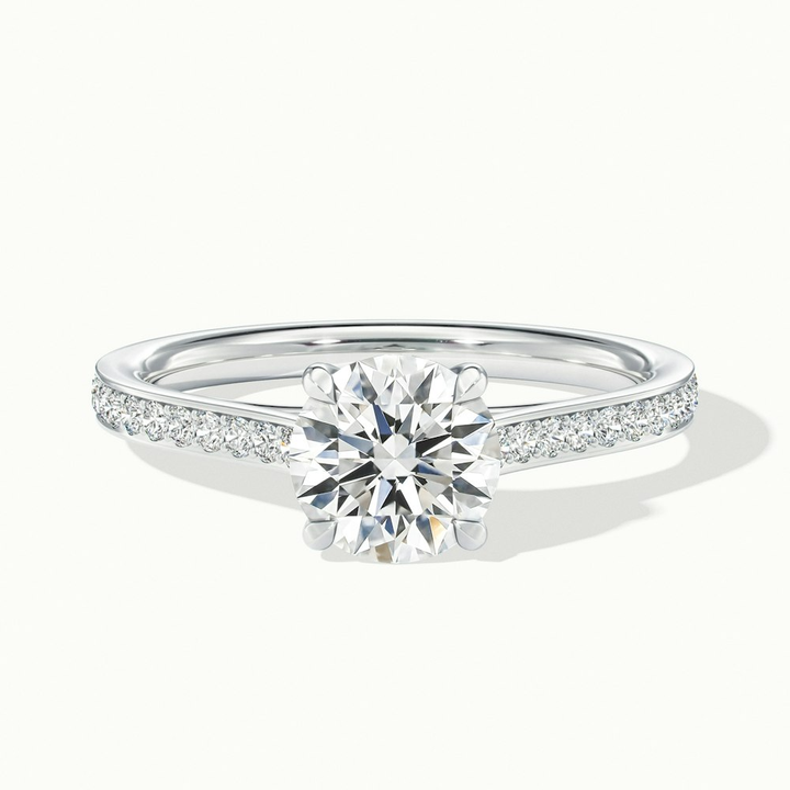 Elma 5 Carat Round Solitaire Pave Lab Grown Diamond Ring in 10k White Gold