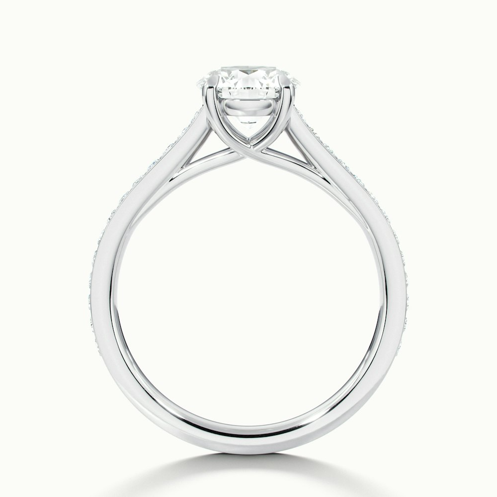 Kate 4.5 Carat Round Solitaire Pave Moissanite Engagement Ring in 14k White Gold