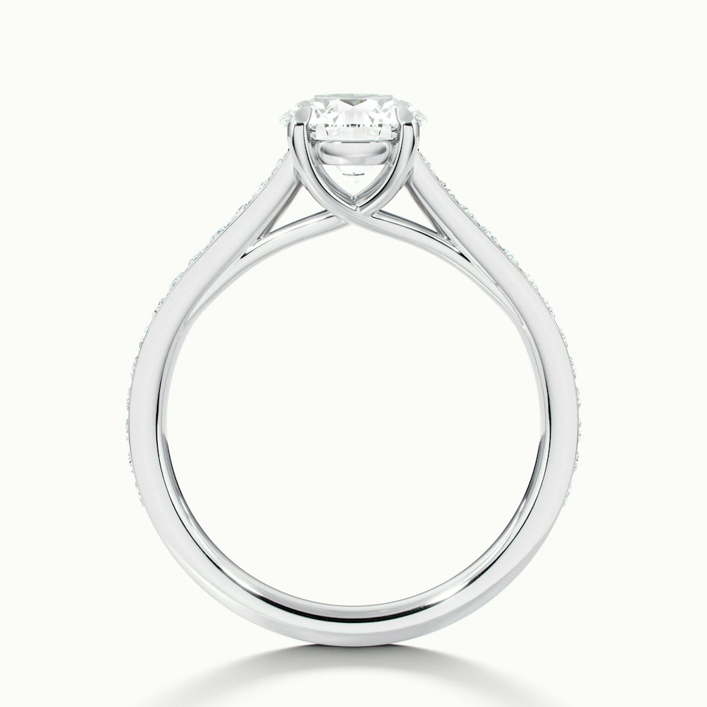 Elma 2 Carat Round Solitaire Pave Lab Grown Diamond Ring in 10k White Gold
