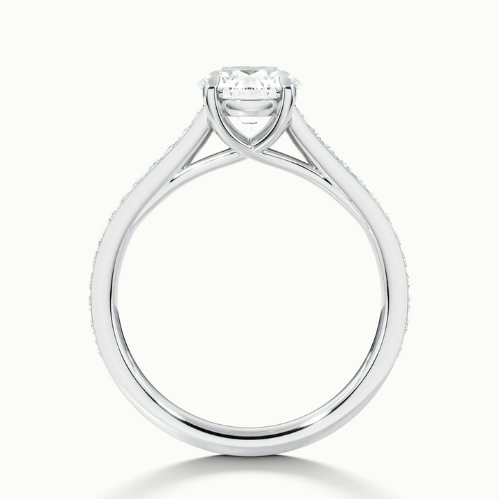 Elma 2 Carat Round Solitaire Pave Lab Grown Diamond Ring in 10k White Gold