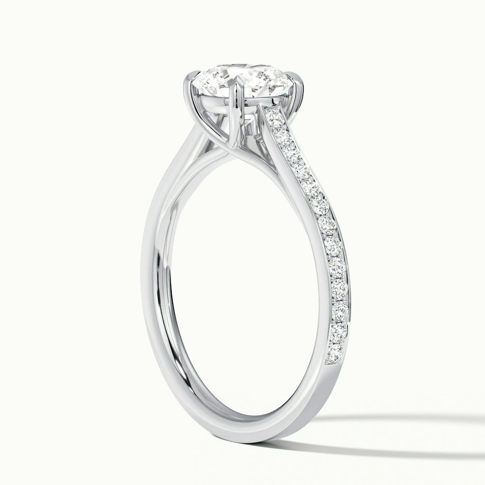 Kate 3 Carat Round Solitaire Pave Moissanite Engagement Ring in 18k White Gold