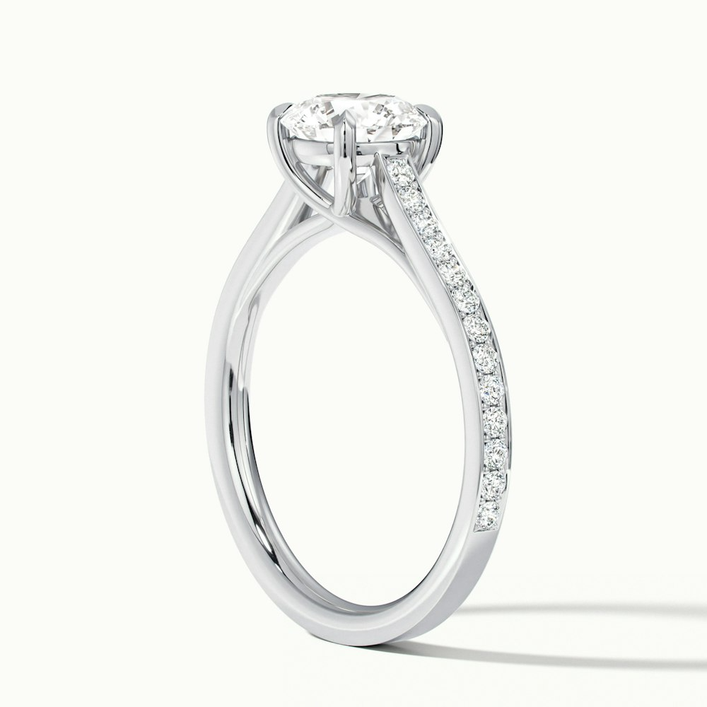 Kate 2 Carat Round Solitaire Pave Moissanite Engagement Ring in 10k White Gold