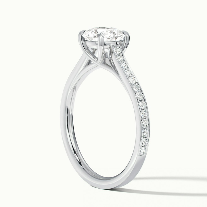 Kate 5 Carat Round Solitaire Pave Moissanite Engagement Ring in 10k White Gold