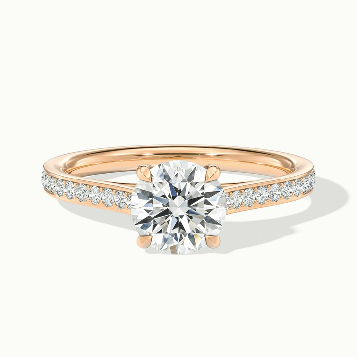 Kate 1.5 Carat Round Solitaire Pave Moissanite Engagement Ring in 18k Rose Gold