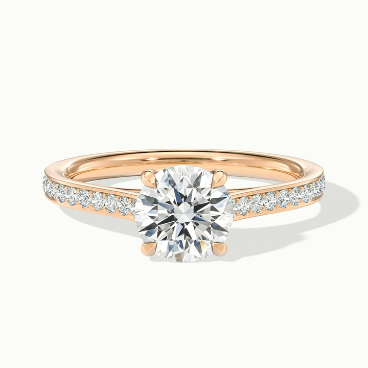 Kate 2 Carat Round Solitaire Pave Moissanite Engagement Ring in 14k Rose Gold