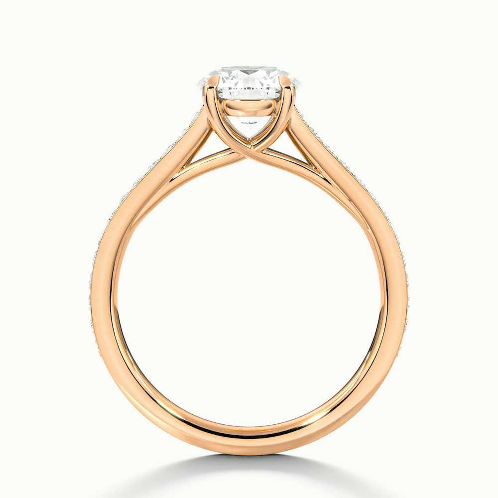 Kate 2.5 Carat Round Solitaire Pave Moissanite Engagement Ring in 14k Rose Gold