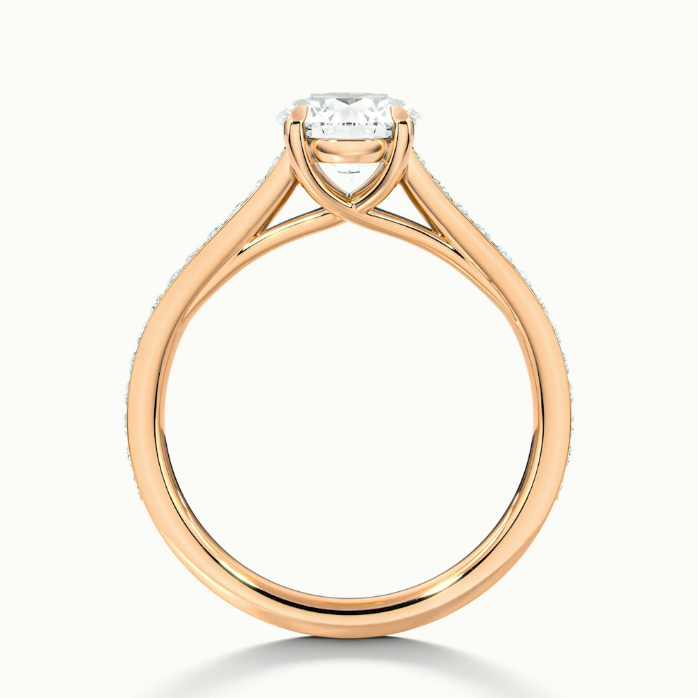Kate 1 Carat Round Solitaire Pave Moissanite Engagement Ring in 10k Rose Gold