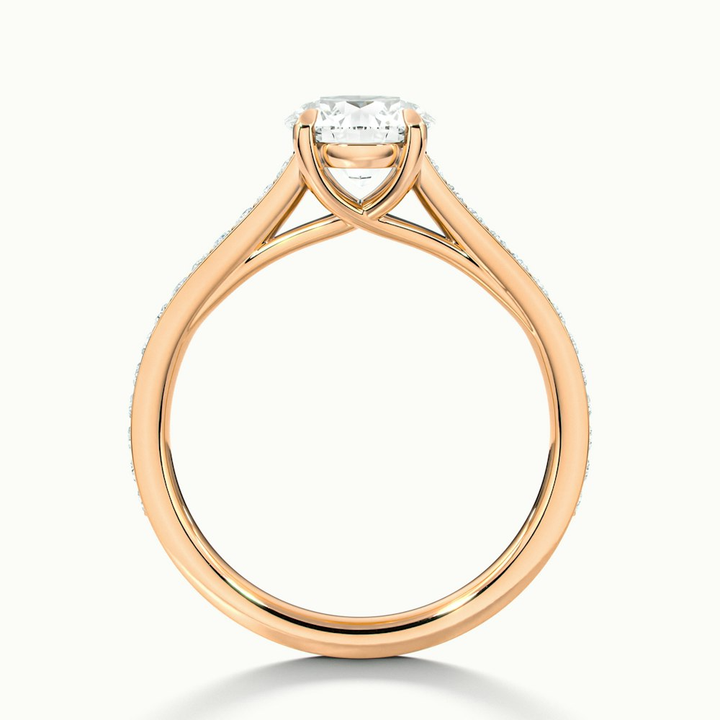 Elma 1 Carat Round Solitaire Pave Lab Grown Diamond Ring in 10k Rose Gold