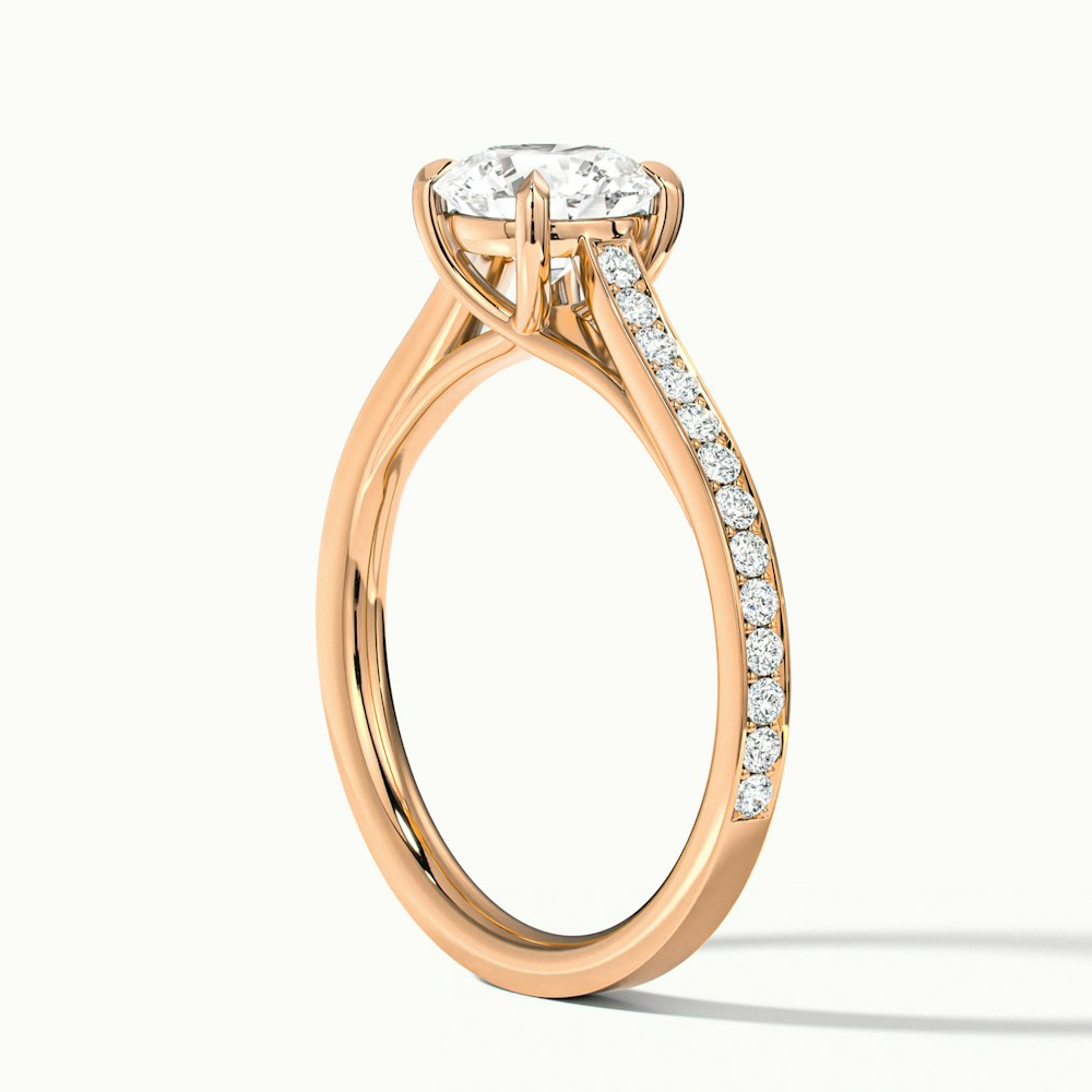 Kate 2 Carat Round Solitaire Pave Moissanite Engagement Ring in 14k Rose Gold