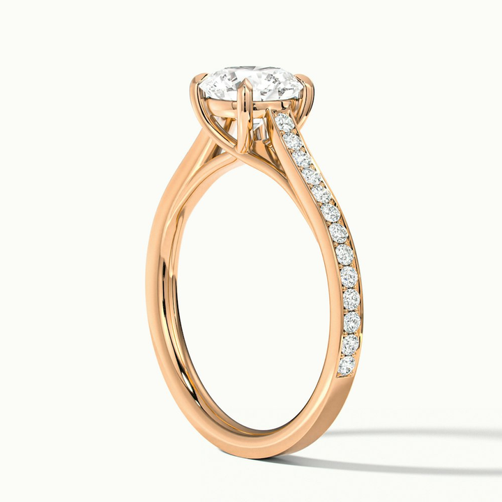 Elma 1.5 Carat Round Solitaire Pave Lab Grown Diamond Ring in 10k Rose Gold