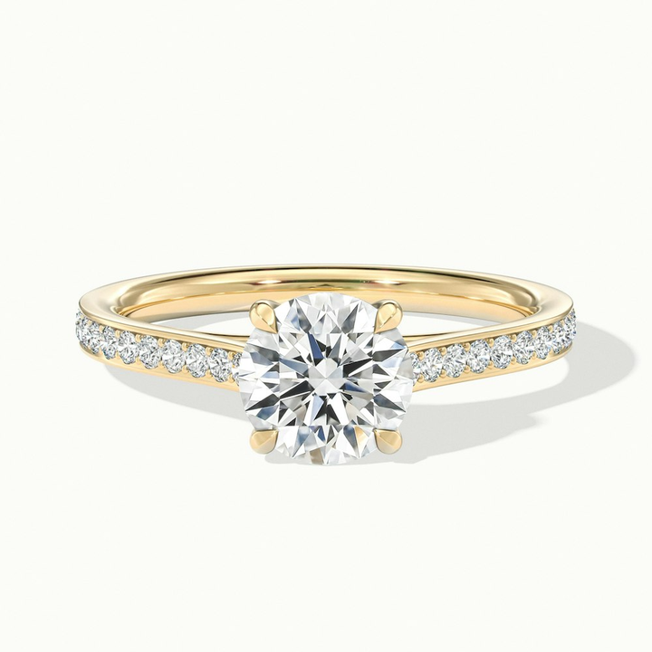 Elma 2 Carat Round Solitaire Pave Lab Grown Diamond Ring in 10k Yellow Gold