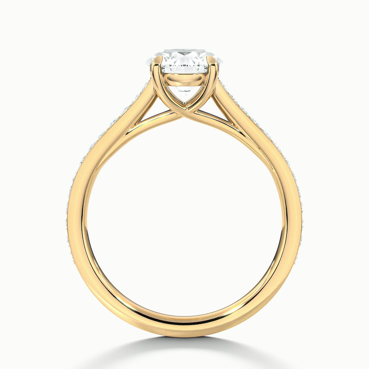 Kate 1 Carat Round Solitaire Pave Moissanite Engagement Ring in 14k Yellow Gold