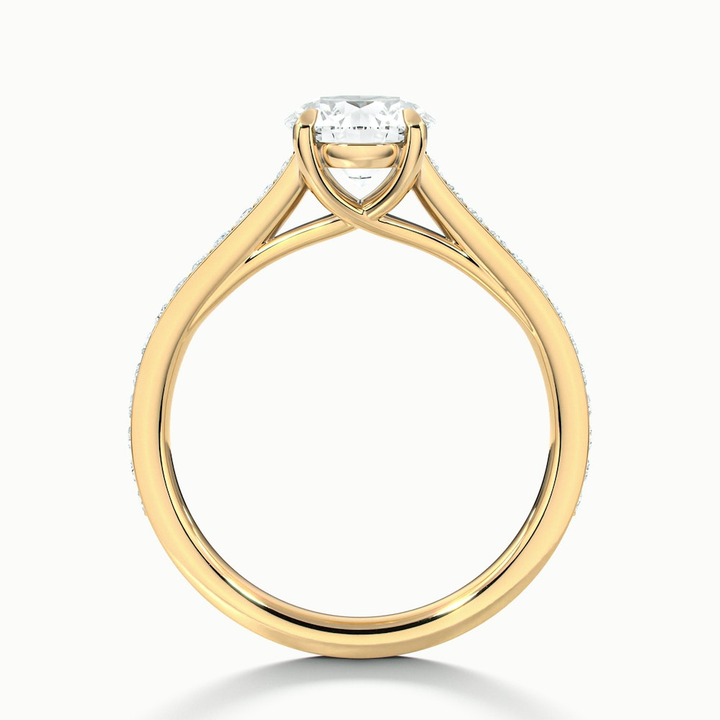 Kate 1.5 Carat Round Solitaire Pave Moissanite Engagement Ring in 10k Yellow Gold