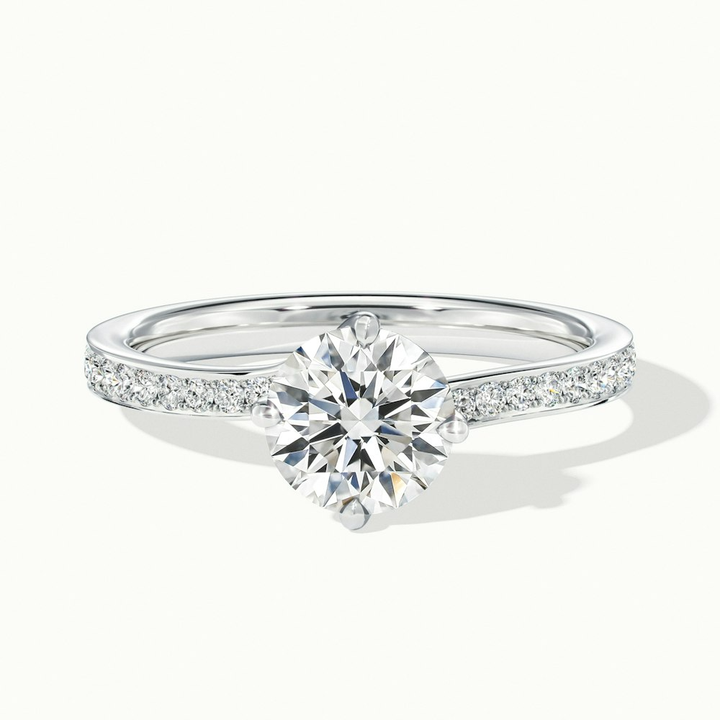 Faye 5 Carat Round Solitaire Pave Moissanite Engagement Ring in 10k White Gold