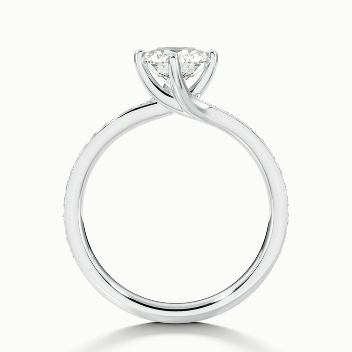 Enni 3.5 Carat Round Solitaire Pave Lab Grown Diamond Ring in 18k White Gold