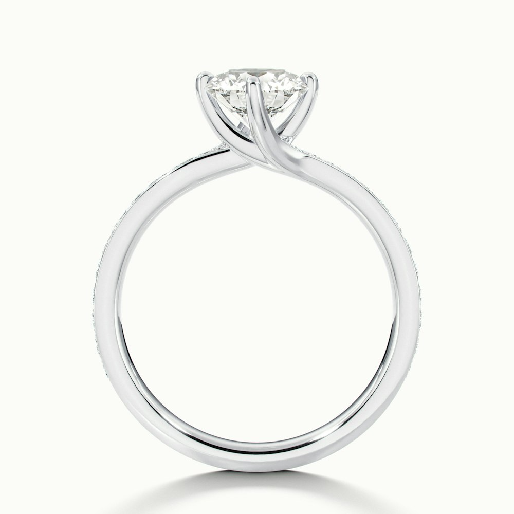 Faye 2.5 Carat Round Solitaire Pave Moissanite Engagement Ring in 14k White Gold