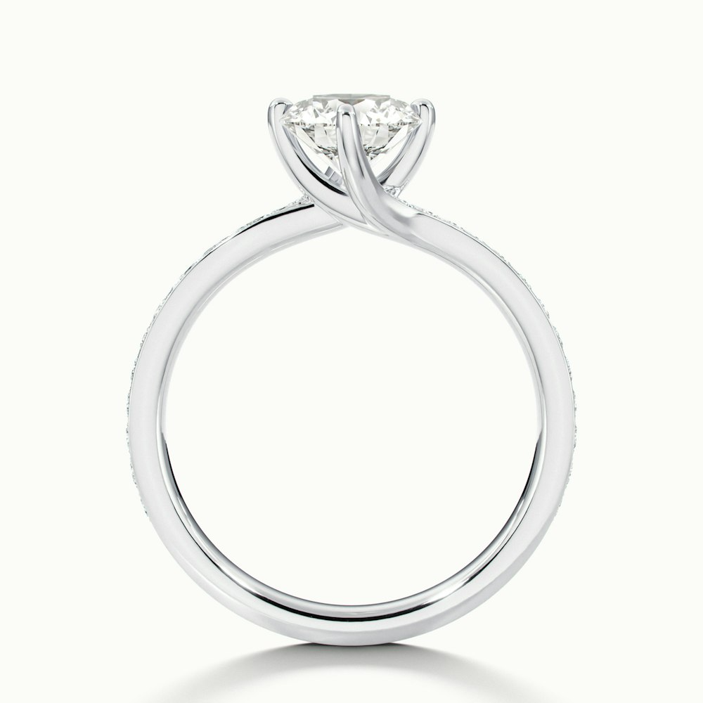 Faye 2 Carat Round Solitaire Pave Moissanite Engagement Ring in 18k White Gold
