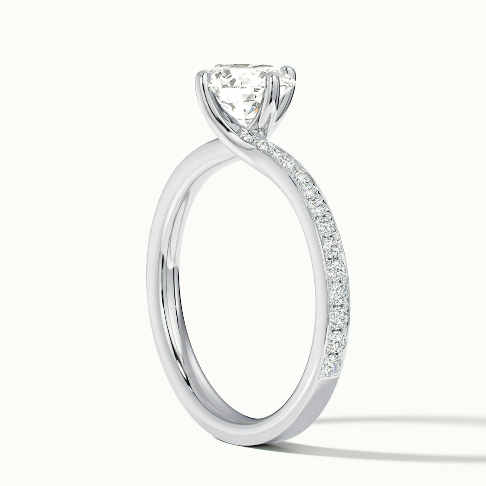 Faye 5.5 Carat Round Solitaire Pave Moissanite Engagement Ring in 18k White Gold