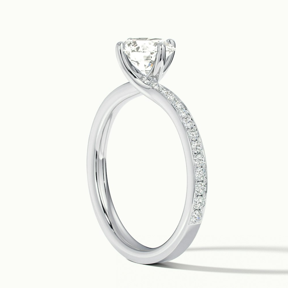 Faye 5 Carat Round Solitaire Pave Moissanite Engagement Ring in 10k White Gold