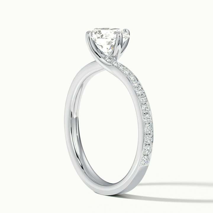 Enni 2.5 Carat Round Solitaire Pave Lab Grown Diamond Ring in 14k White Gold