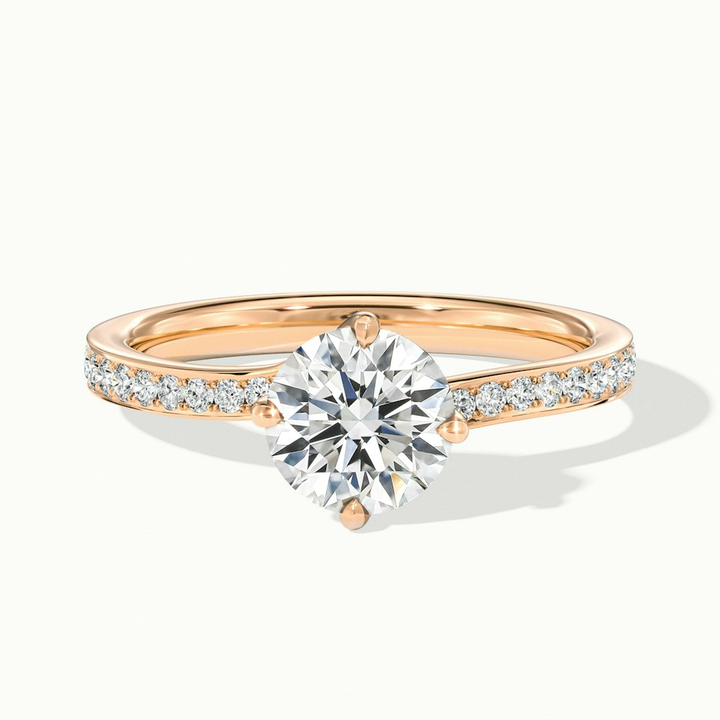 Faye 1.5 Carat Round Solitaire Pave Moissanite Engagement Ring in 18k Rose Gold