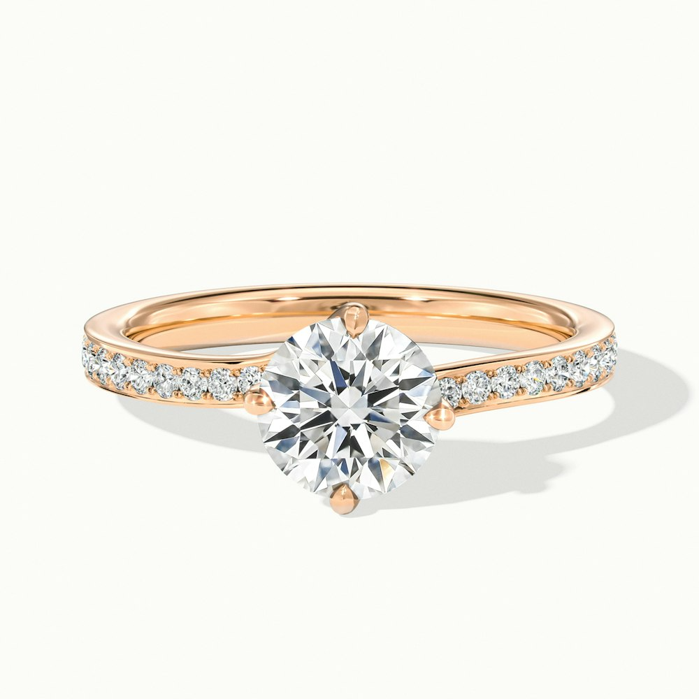 Enni 5 Carat Round Solitaire Pave Lab Grown Diamond Ring in 10k Rose Gold