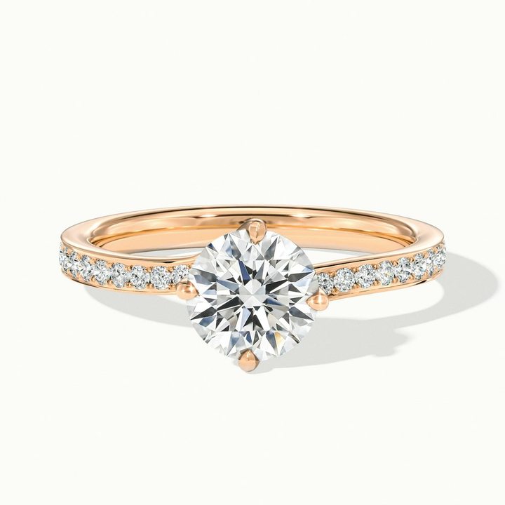 Faye 1.5 Carat Round Solitaire Pave Moissanite Engagement Ring in 10k Rose Gold