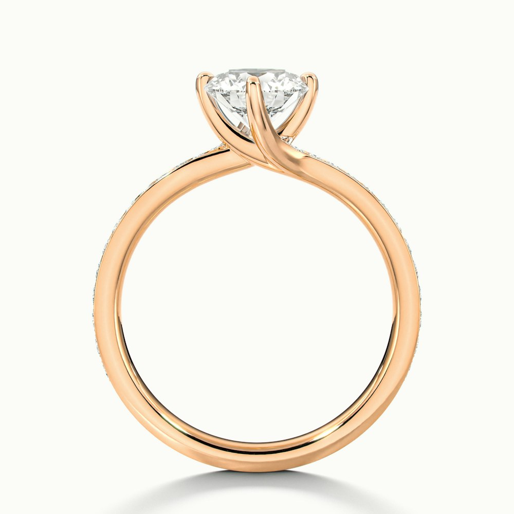 Faye 2 Carat Round Solitaire Pave Moissanite Engagement Ring in 14k Rose Gold
