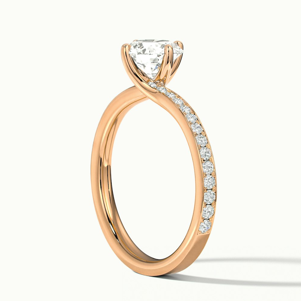 Enni 1 Carat Round Solitaire Pave Lab Grown Diamond Ring in 14k Rose Gold