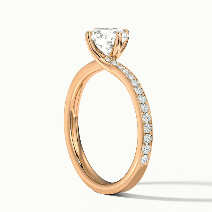 Faye 3 Carat Round Solitaire Pave Moissanite Engagement Ring in 18k Rose Gold