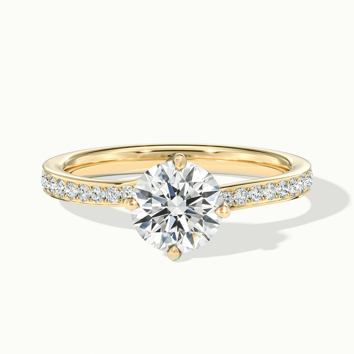 Enni 2 Carat Round Solitaire Pave Lab Grown Diamond Ring in 10k Yellow Gold