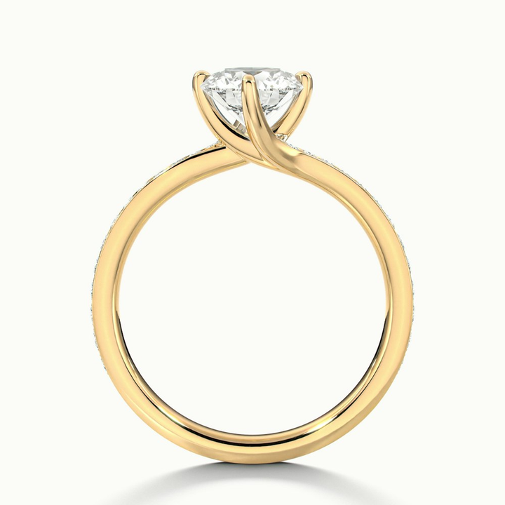 Enni 2 Carat Round Solitaire Pave Lab Grown Diamond Ring in 18k Yellow Gold