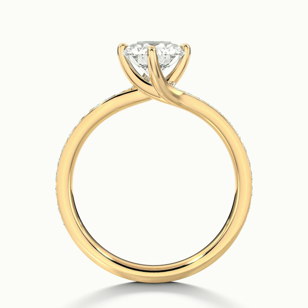 Faye 2 Carat Round Solitaire Pave Moissanite Engagement Ring in 10k Yellow Gold