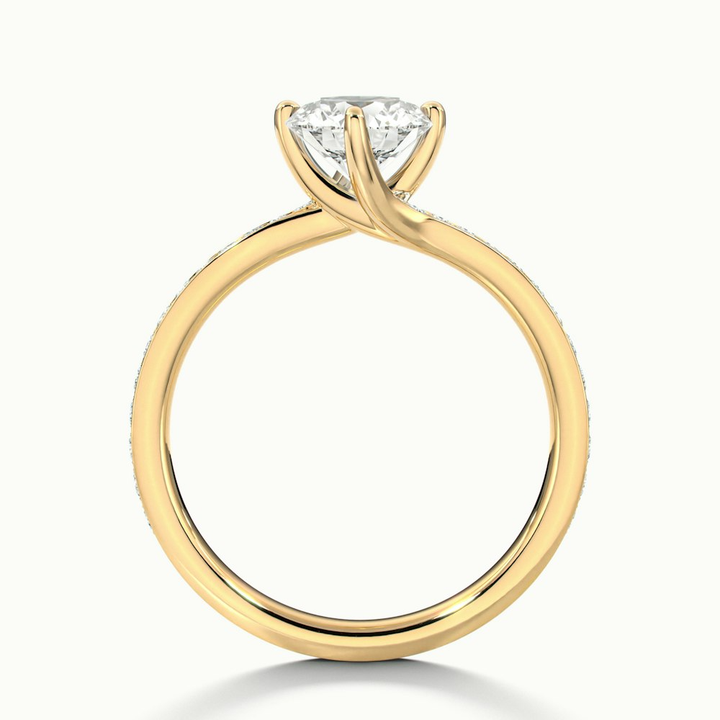 Faye 1.5 Carat Round Solitaire Pave Moissanite Engagement Ring in 10k Yellow Gold