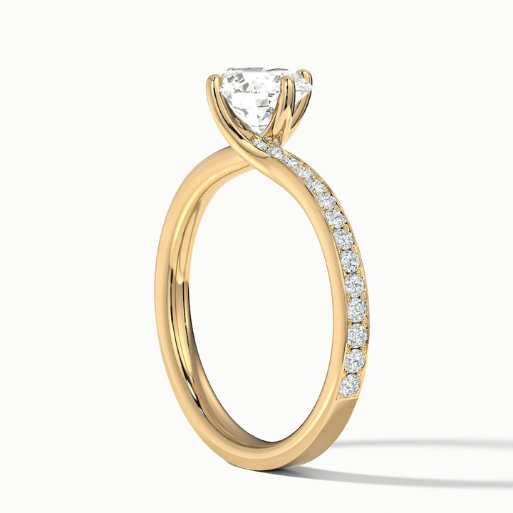 Faye 1.5 Carat Round Solitaire Pave Moissanite Engagement Ring in 14k Yellow Gold