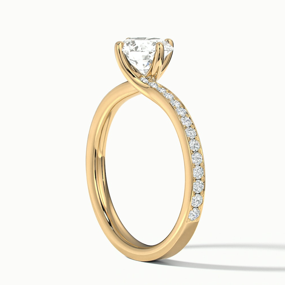 Faye 4 Carat Round Solitaire Pave Moissanite Engagement Ring in 14k Yellow Gold