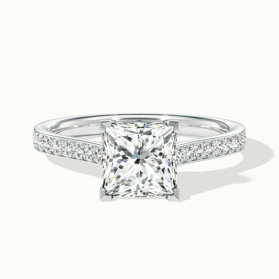 1 Carat Princess Side StonePave Lab Diamond Ring