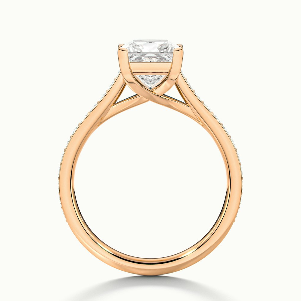 Asta 2 Carat Princess Cut Solitaire Pave Lab Grown Diamond Ring in 18k Rose Gold