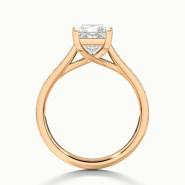 Tia 1 Carat Princess Cut Solitaire Pave Moissanite Engagement Ring in 10k Rose Gold