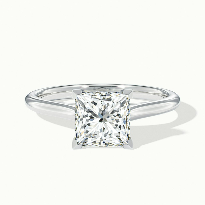 Lux 3.5 Carat Princess Cut Solitaire Moissanite Engagement Ring in 18k White Gold