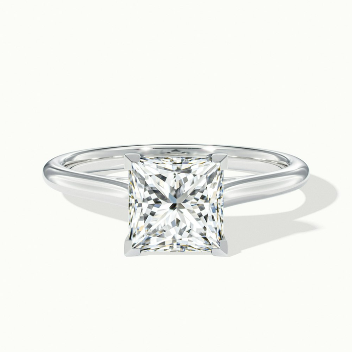 Lux 2 Carat Princess Cut Solitaire Moissanite Engagement Ring in 10k White Gold