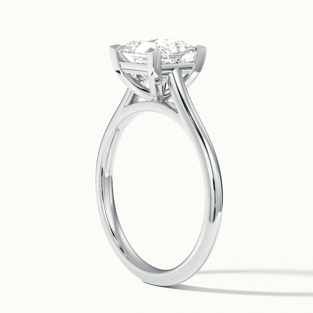 Lux 3 Carat Princess Cut Solitaire Moissanite Engagement Ring in 10k White Gold