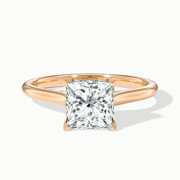 Lux 1 Carat Princess Cut Solitaire Moissanite Engagement Ring in 14k Rose Gold