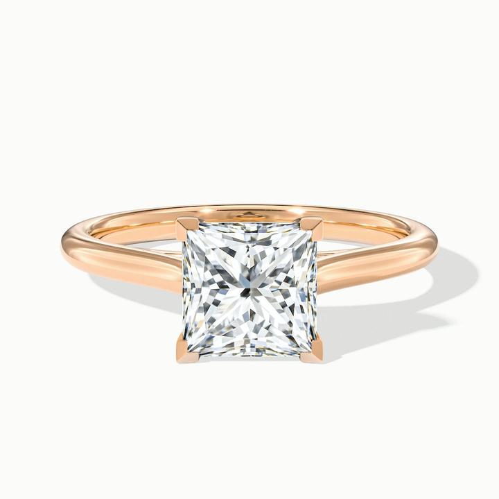 Lux 1 Carat Princess Cut Solitaire Moissanite Engagement Ring in 10k Rose Gold