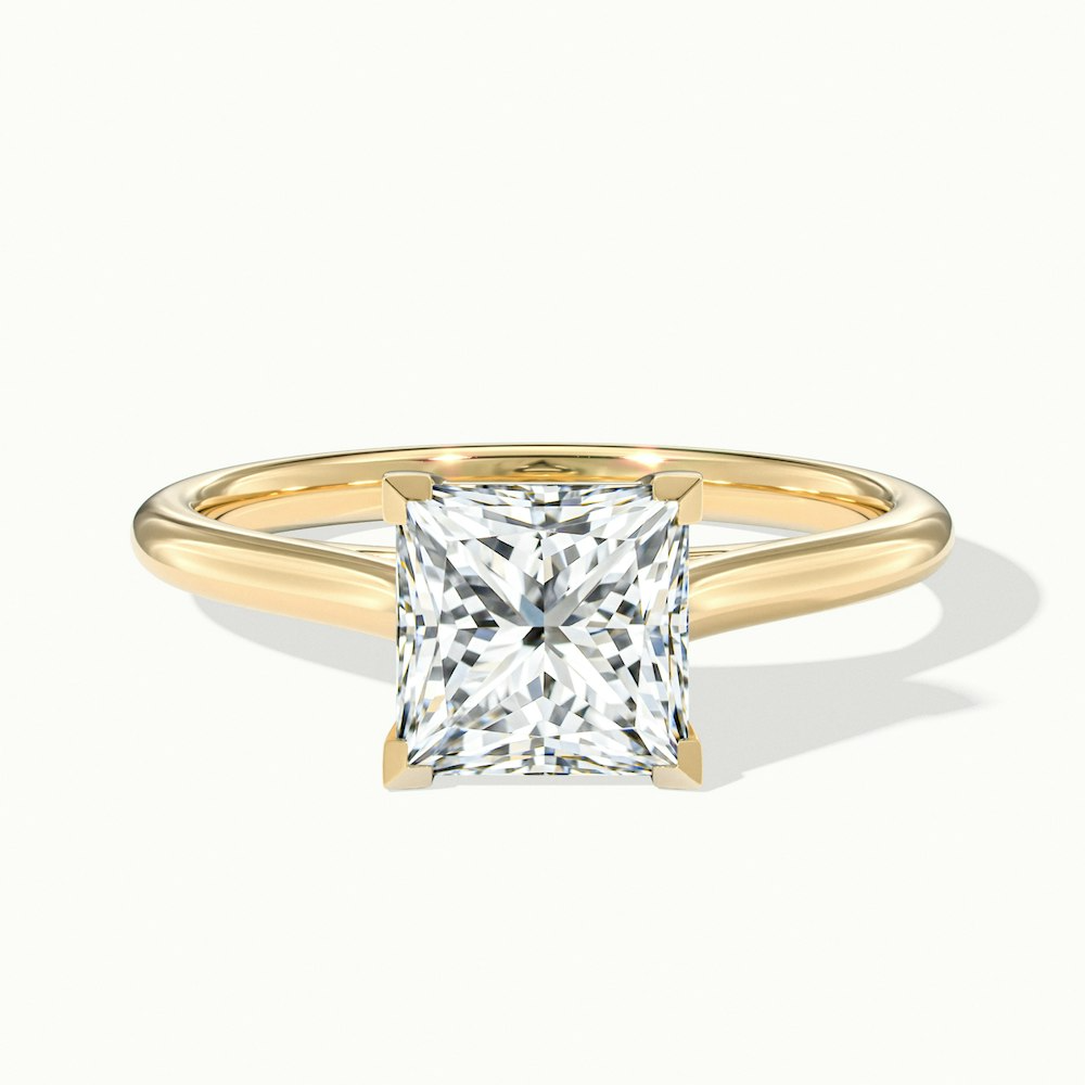 Lux 4.5 Carat Princess Cut Solitaire Moissanite Engagement Ring in 10k Yellow Gold