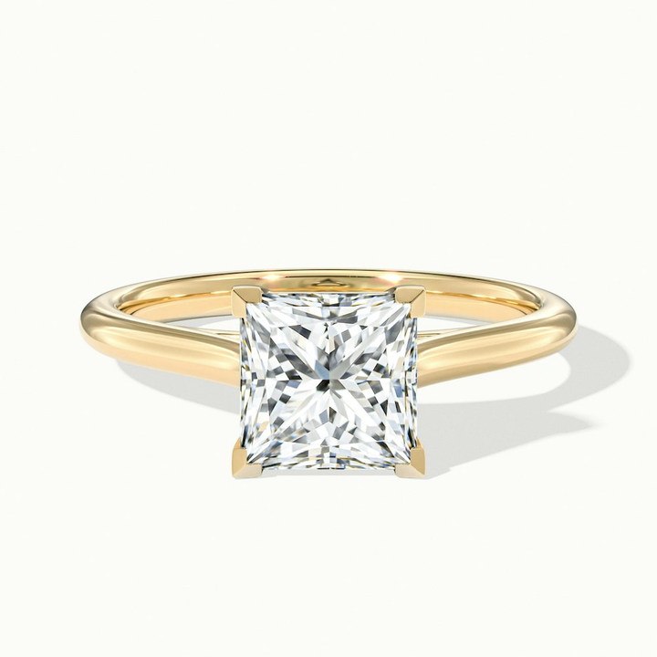 Lux 4.5 Carat Princess Cut Solitaire Moissanite Engagement Ring in 10k Yellow Gold